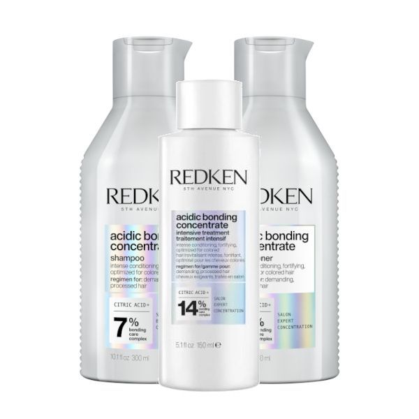 Redken Acidic Bonding Concentrate Trio Set (Shampoo 300ml, Conditioner 300ml & Intensive Treatment 150ml)