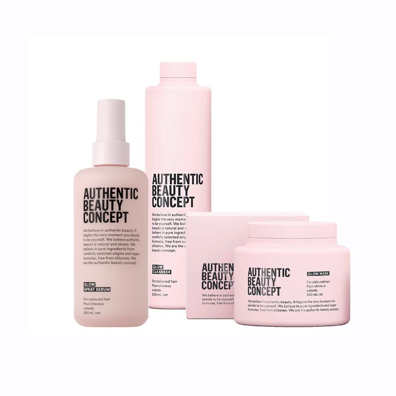 Authentic Beauty Concept Glow Set (Glow Cleanser Shampoo 300ml & Glow Spray Serum 200ml & Glow Mask 200ml)