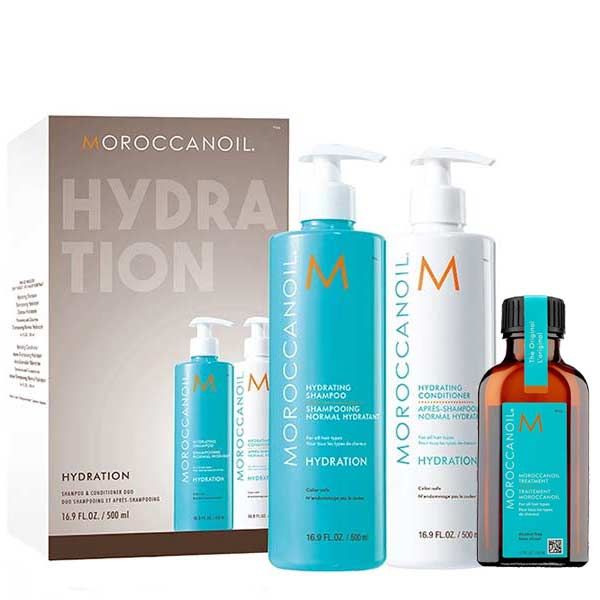 Moroccanoil Hydrating Set (Shampoo & Conditioner Duo 500ml, Oil Treatment 50ml)