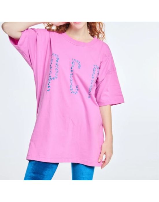 PCP Clothing Woman Short-Sleeve T-Shirt Flirt with Silk Print Leopard