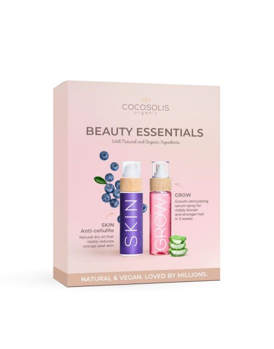 Cocosolis Beauty Essentials Set (Skin Anti-celluite  Dry Oil 110ml, Grow Hair Serum 110ml)