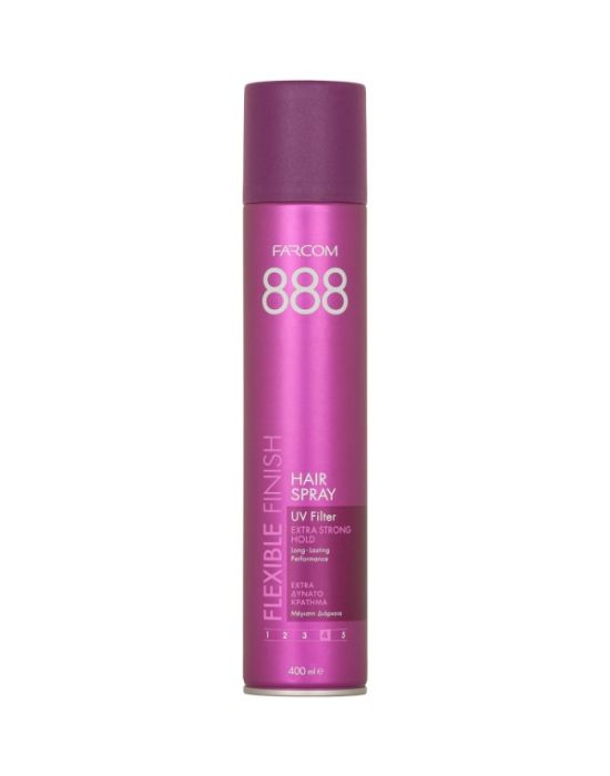 Farcom 888  Hair Spray Lac Flexible Finish Extra Strong Hold 400ml