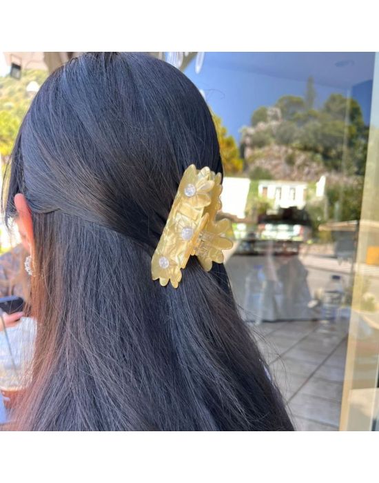 Kukla World Yellow with Daisies Hair Clip