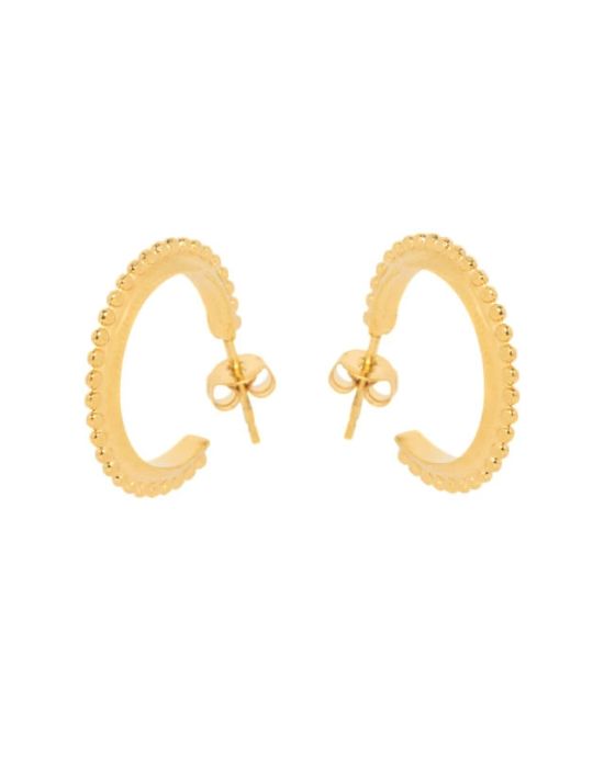 Earrings Hoops Dots 20mm Gold