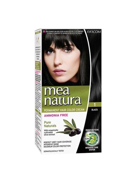 Farcom Mea Natura Permanent Hair Color Cream Ammonia Free 1 Μαύρο 60ml