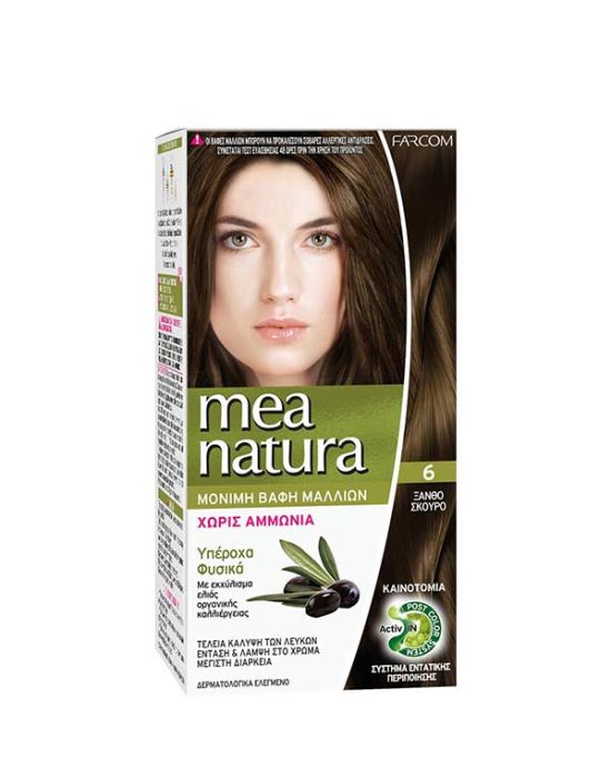 Farcom Mea Natura Permanent Hair Color Cream Ammonia Free 6 Ξανθό Σκούρο 60ml