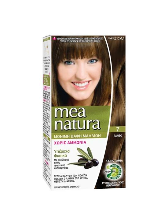 Farcom Mea Natura Permanent Hair Color Cream Ammonia Free 7 Ξανθό 60ml