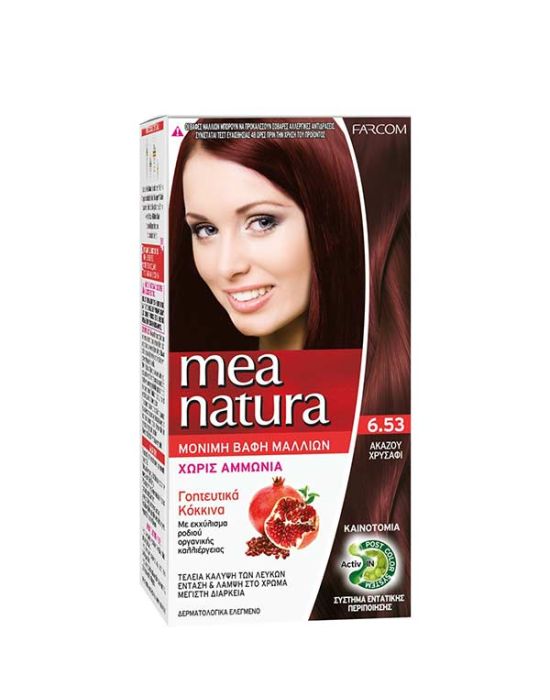 Farcom Mea Natura Permanent Hair Color Cream Ammonia Free 6.53 Ακαζού Χρυσαφί 60ml