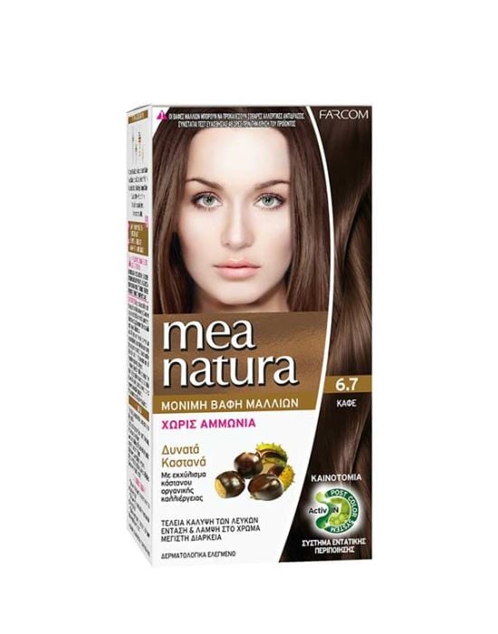 Farcom Mea Natura Permanent Hair Color Cream Ammonia Free 6.7 Καφέ 60ml