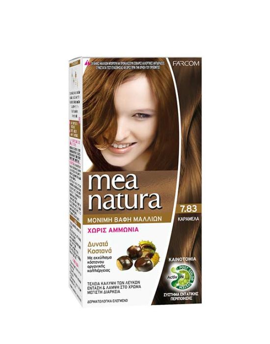 Farcom Mea Natura Permanent Hair Color Cream Ammonia Free 7.83 Καραμέλα 60ml