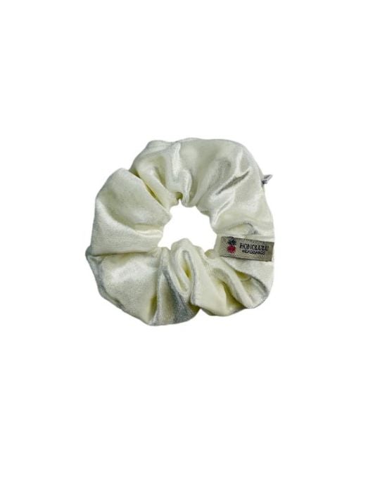 Honolulu Headbands Pocket Velour White Scrunchie