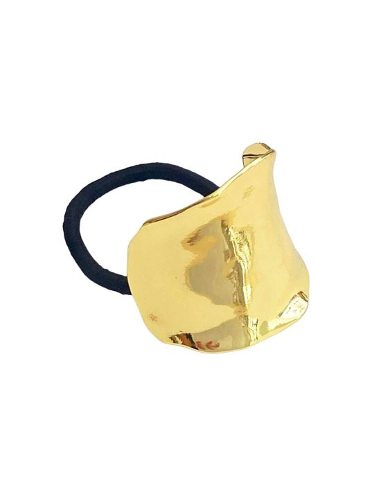 Metallic Hollow Out Hairpin Ponytail Holder Gold