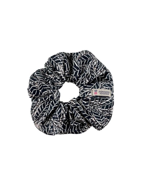 Honolulu Headbands Black and White leaves XL Scrunchie